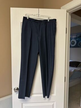 Santorelli Men's Dark Navy Straight Dress Pants